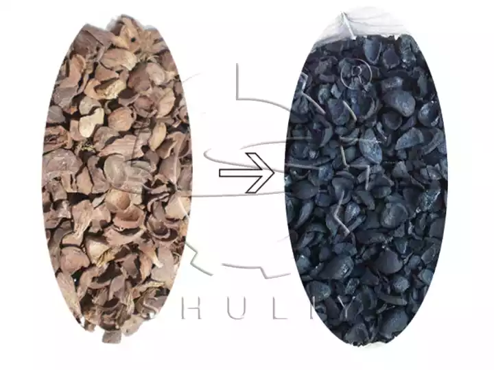 palm kernel shell to palm kernel shell charcoal