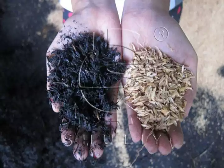 rice husk to rice husk charcoal